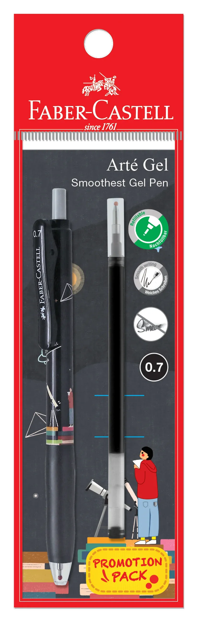 Faber-Castell Arté Gel Astro 0.7 Blk Pen+Rf Promo Pack