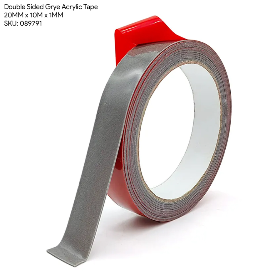 RANDOM DOUBLE SIDED GREY ACRYLIC TAPE (20MM X 10M) RANDOM