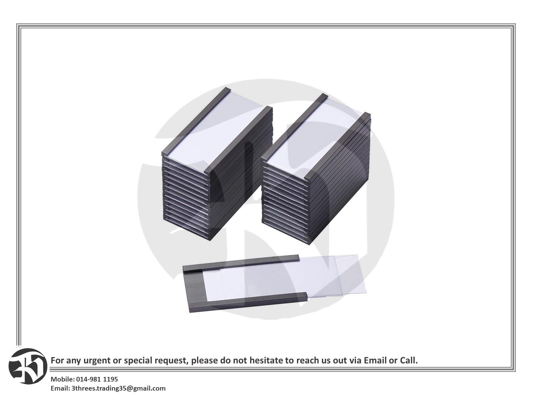50pcs Magnetic Label Holders with Clear Plastic Protectors for Metal Shelf (1 x 2 inch)