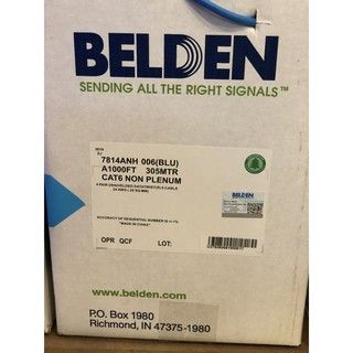 7814ANH CAT6 CABLE 4PR 24AWG PO LSNH BLUE 1000 FEET