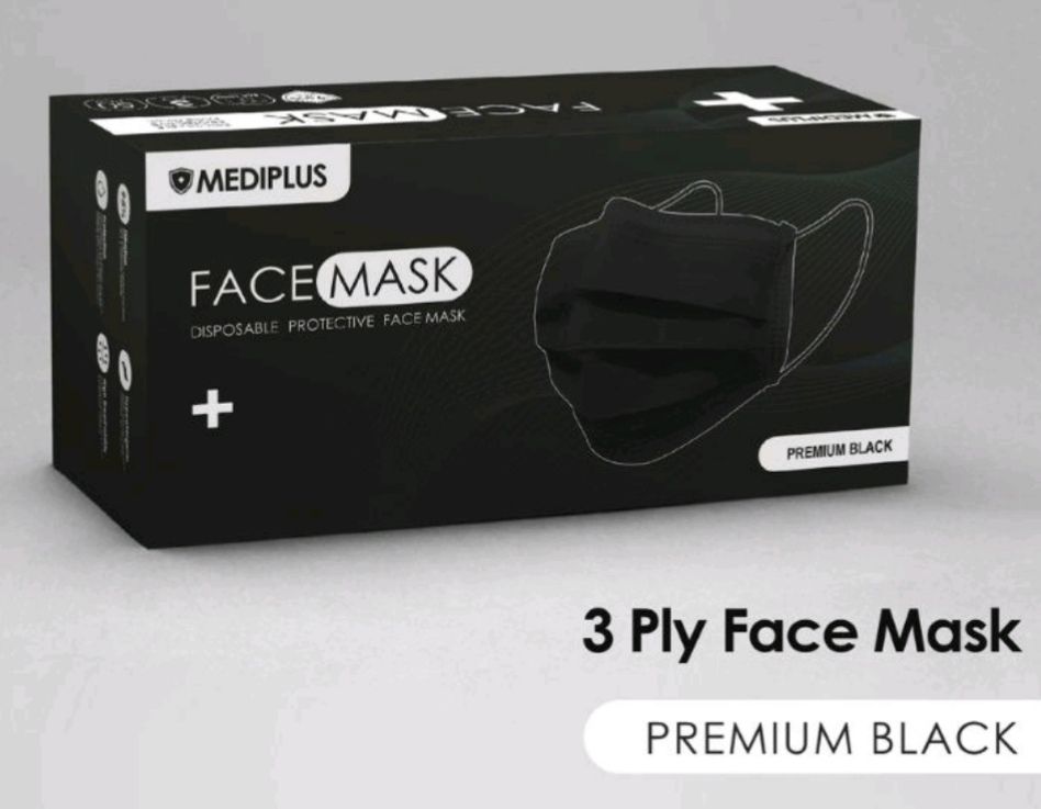 Facemask mediplus 3ply 50pcs/box premium black