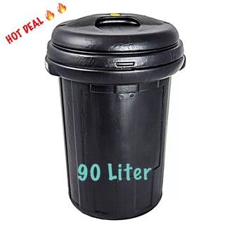 Dustbin with Cover Black MK90 (90L: T56cm x B56cm x H77cm)