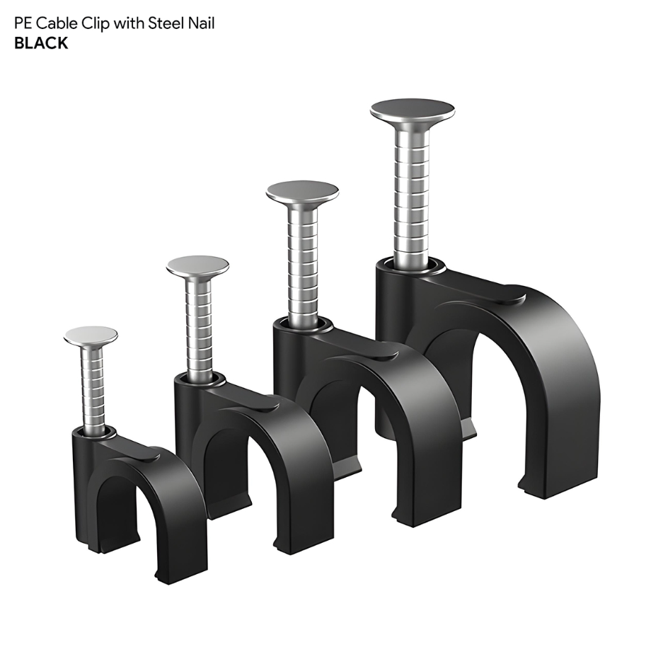 RANDOM PE CABLE CLIP ROUND BLACK (RANDOM)