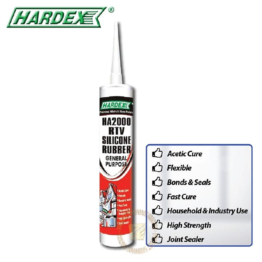HARDEX HA 2000 RTV Silicone Rubber General Purpose / Repair Floor / Silicone Glue ( White) (Clear) RTV