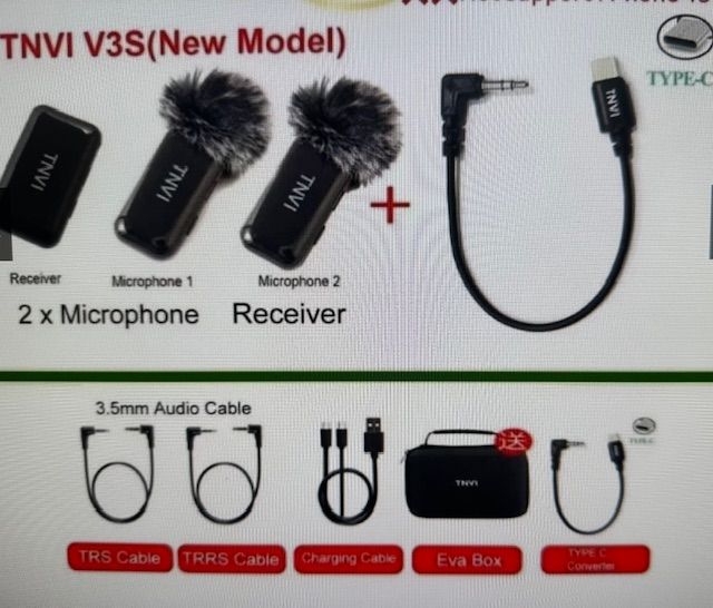Tnvi dual V3S 2 Mic+ Type C Wireless Microphone Original