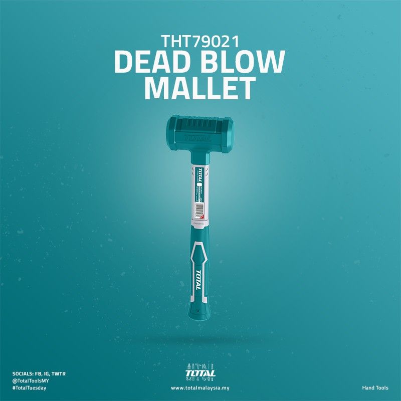 TOTAL DEAD BLOW MALLET WITH NON-MARRING PLASTIC FACES NON-REBOUNDING & NON-SPARKING (2LB) THT79021