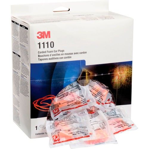 3M 1110 CORDED FOAM EAR PLUGS 100PAIR/BOX