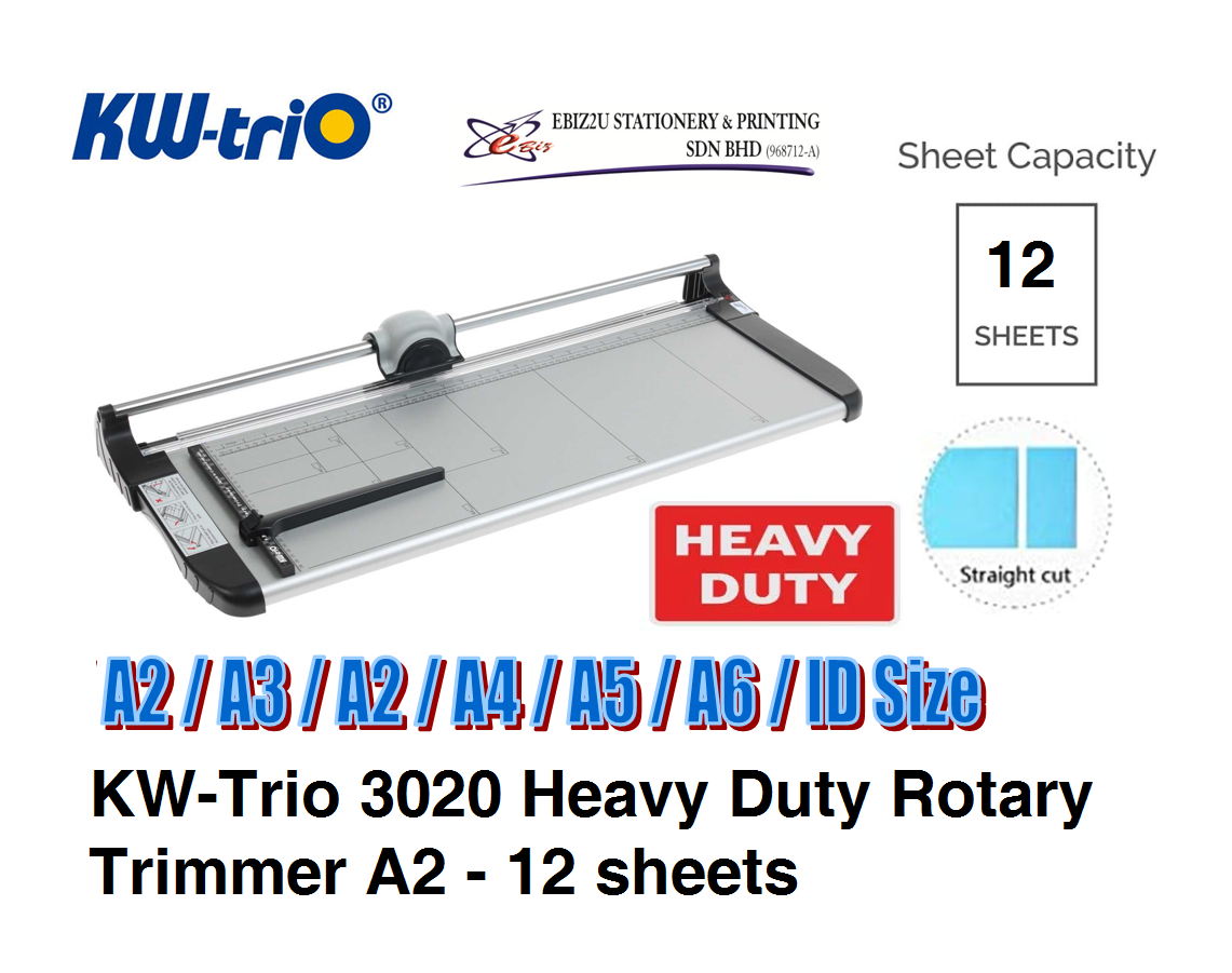 KW-Trio 3020 Heavy Duty Rotary Trimmer -A2 12 sheets (Stationery,Office Automation, Paper Cutter, Paper Trimmer)