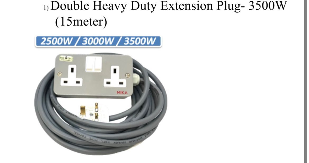 QS Double Heavy Duty Extention Plug 15 Meter