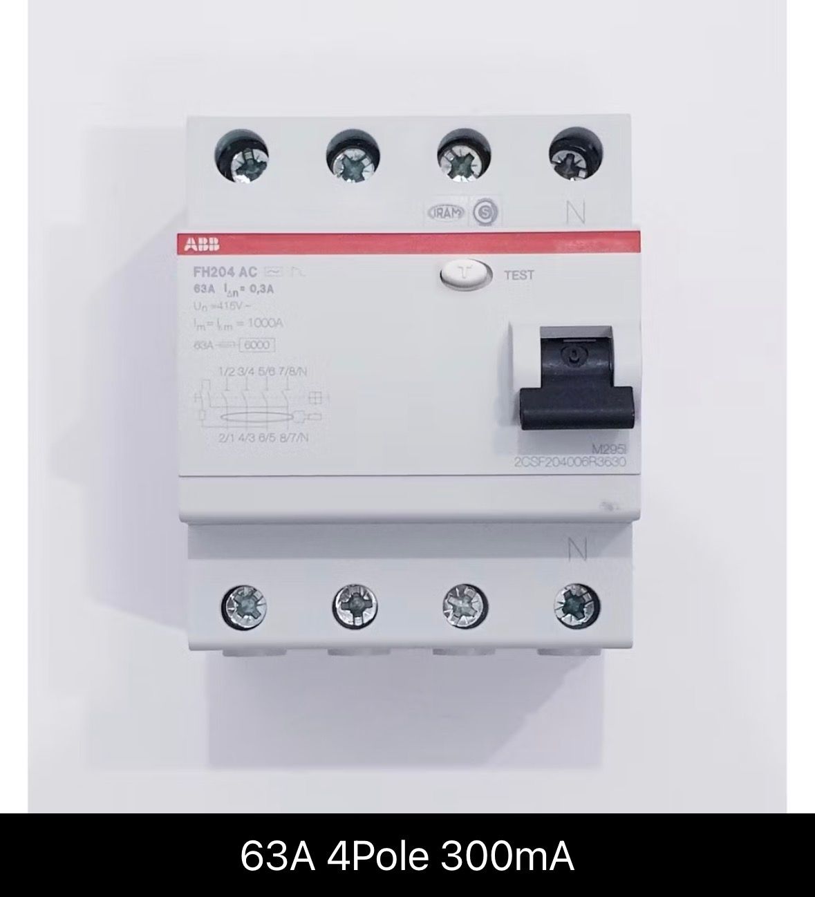 ABB FH204 ELCB/RCCB 63A/4P/300mA (0.3A)