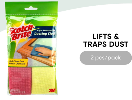 *3M™ Scotch-Brite® Microfiber Dusting Cloth, Highly Durable, 2 pcs/pack, Lifts and traps dust