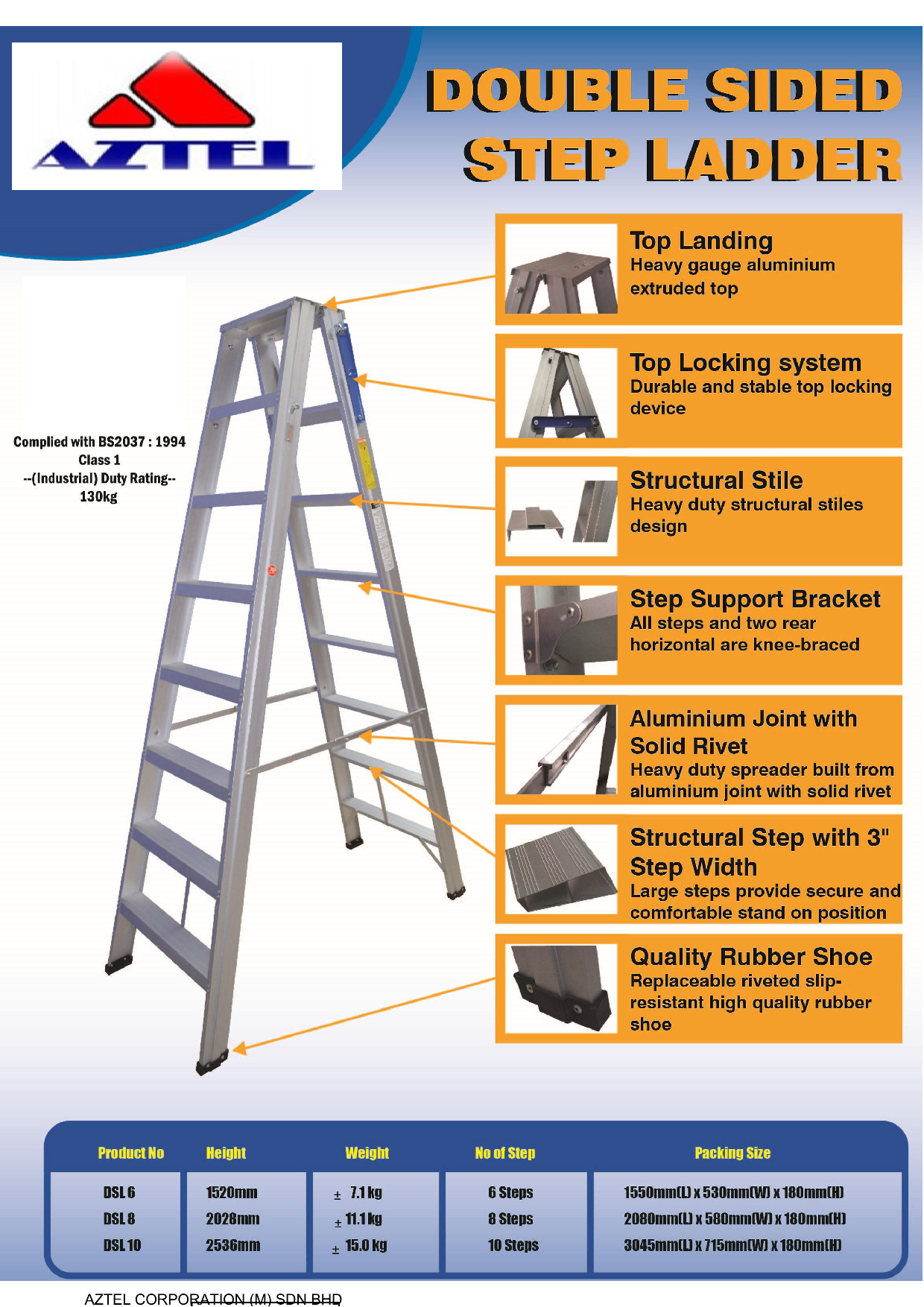 Fiber Optics Malaysia BS 2037 DOUBLE SIDED SAFETY LADDER 8 STEPS