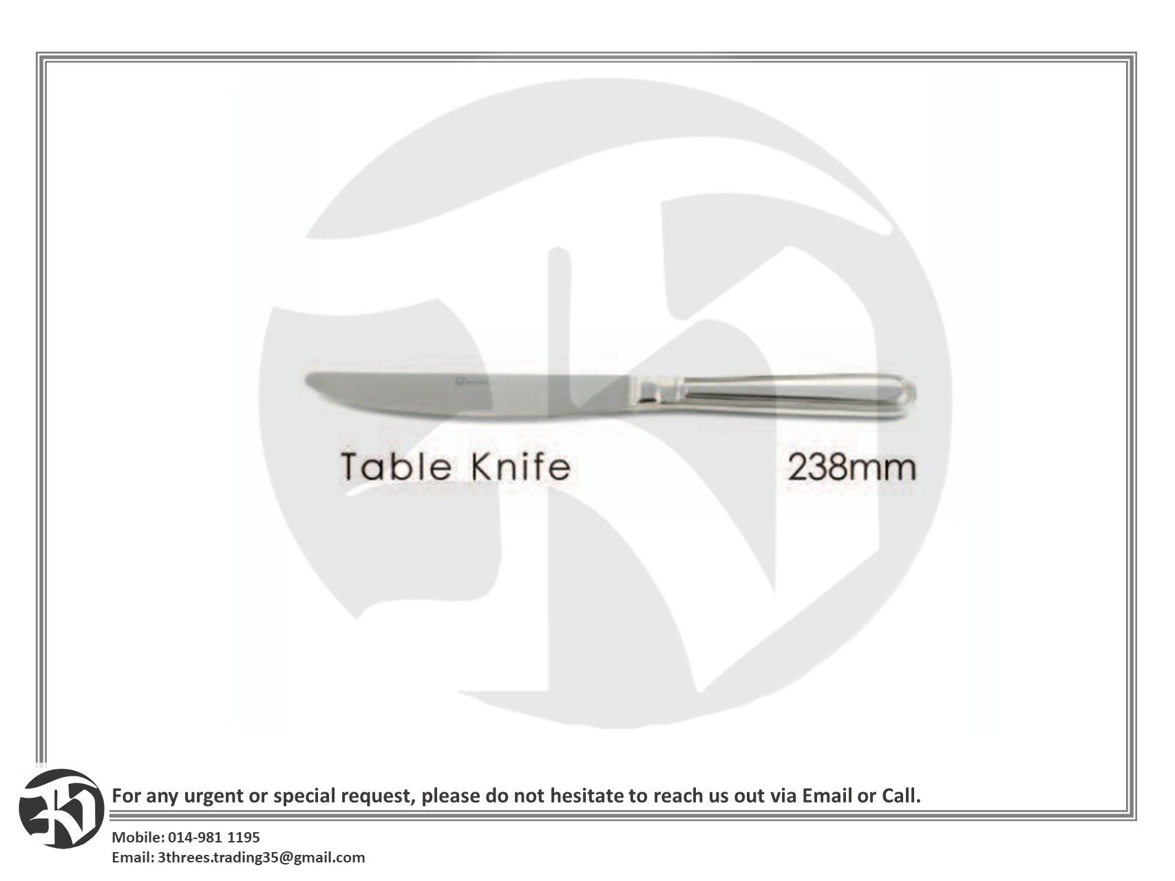 Q'tessence Classic Table Knife, 238mm, Solid Handle