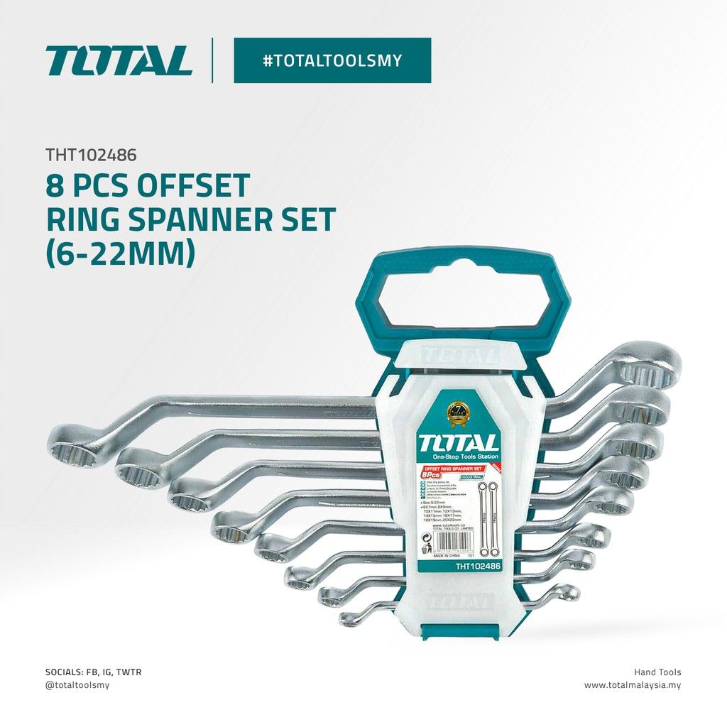 TOTAL OFFSET RING SPANNER SET (6MM-22MM/8 PCS) THT102486