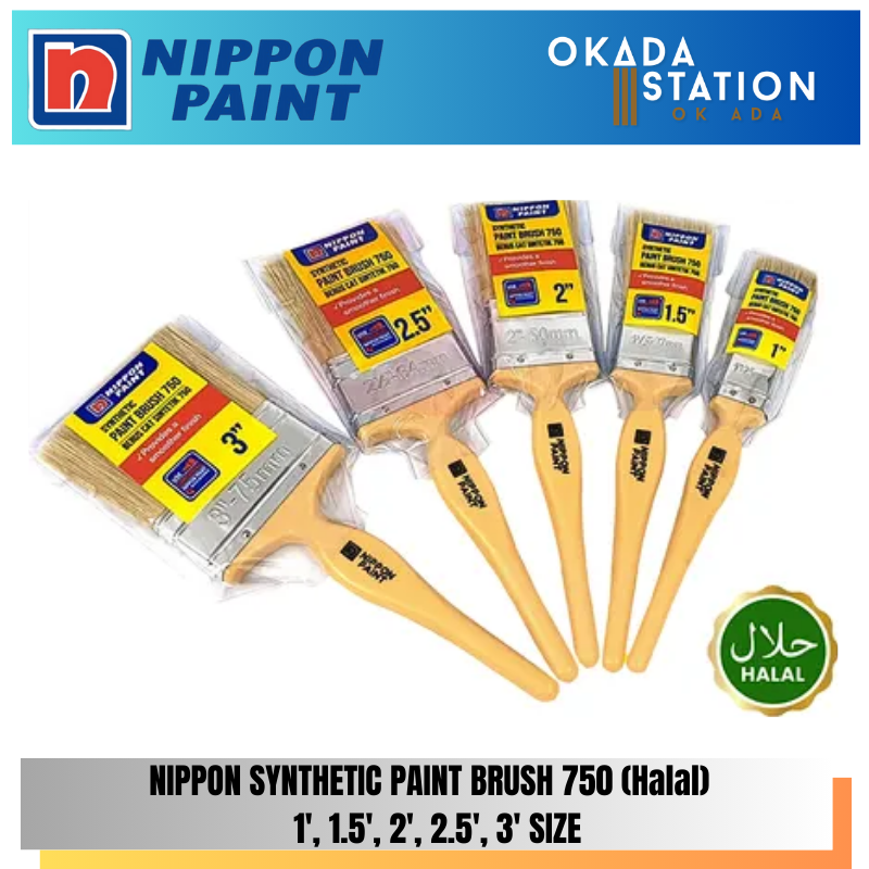Nippon Paint / 1" / 1.5" / 2" / 2.5" / 3" / Interior & Exterior Paint Brush / Paint Brush / Synthetic Paint Brush 750 / Water Based Paint Brush / Oil Based Paint Brush / Berus Cat / Berus Sintetik / Berus