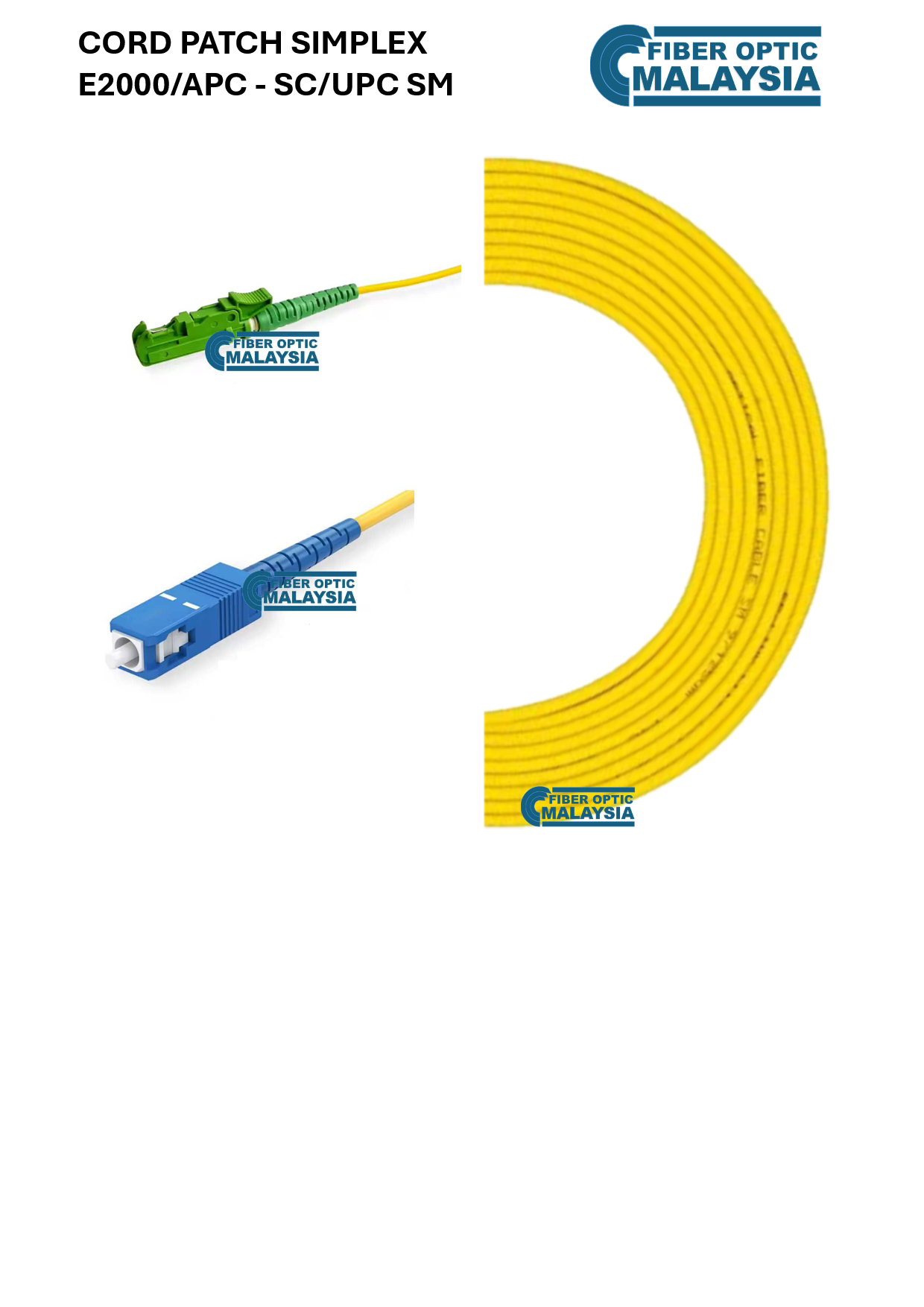 FIBER CORD PATCH E2000/APC  SC/UPC SM 15M SIMPLEX PATCHCORD