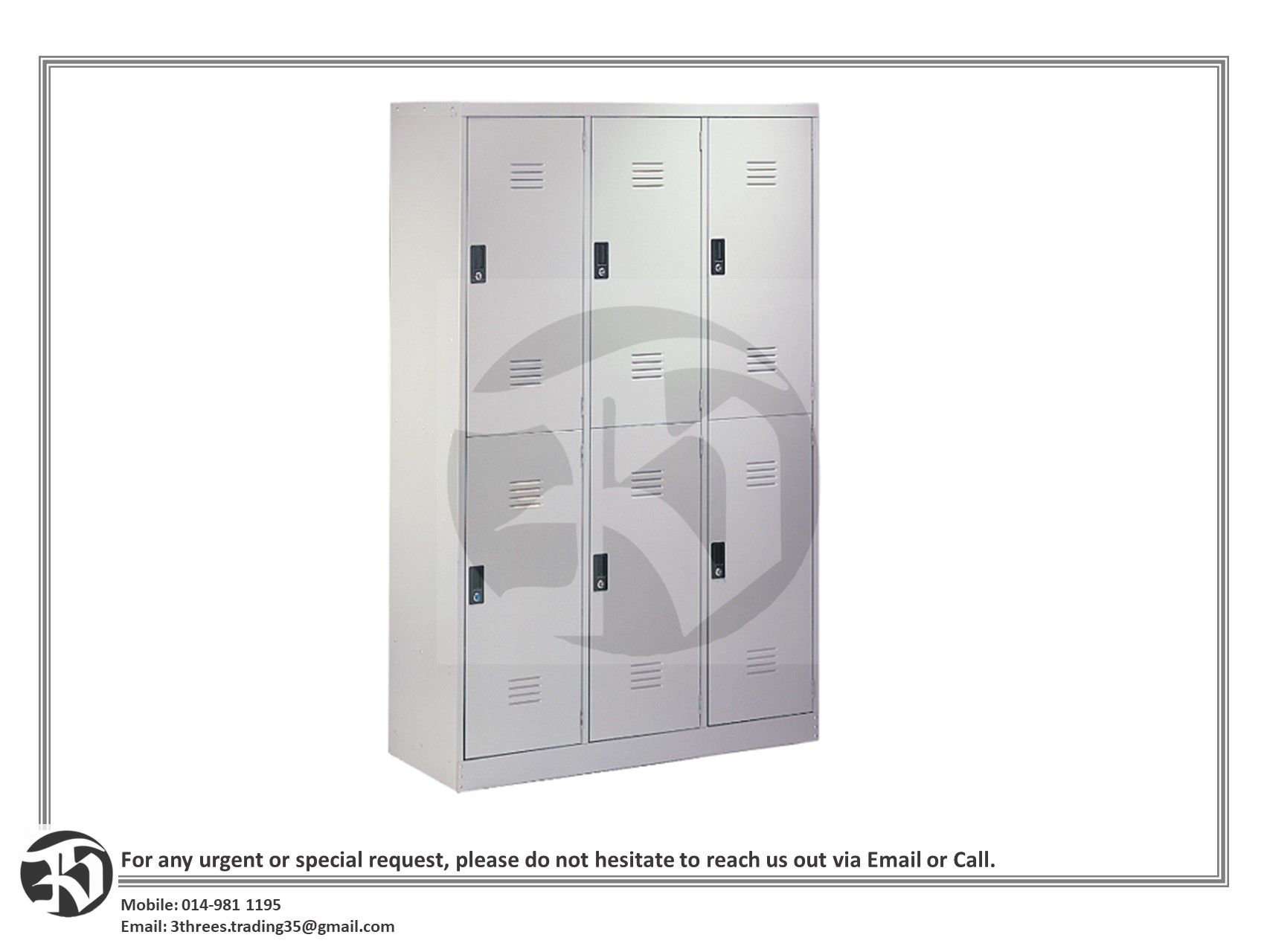 6 Door Steel Locker ST-6D45 (1143W x 457D x 1828H mm)