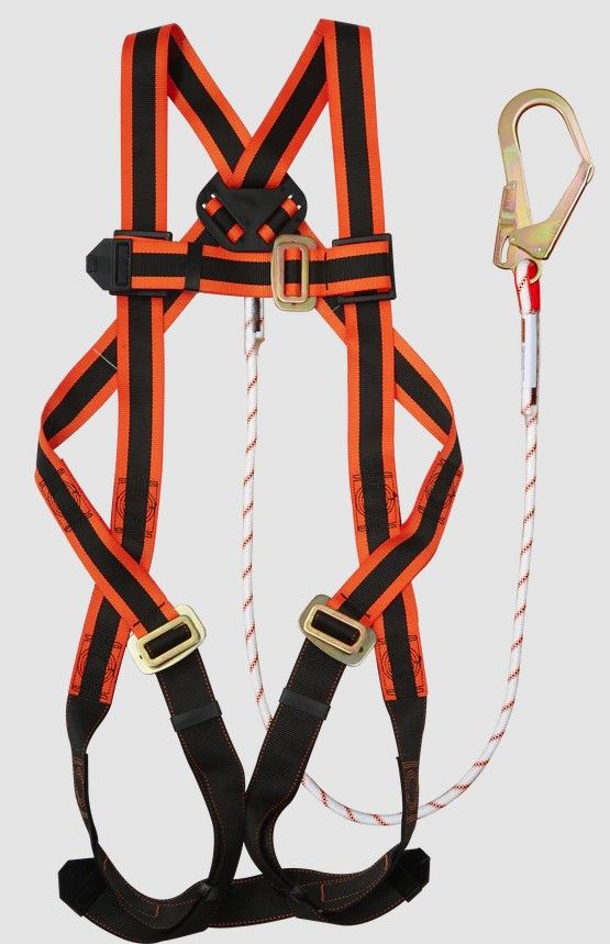 FULL BODY HARNESS LITE 1 D-RING - SINGLE KERNMANTLE LANYARD SET (PFP-FBH-108-LITE-SGLY-SET)