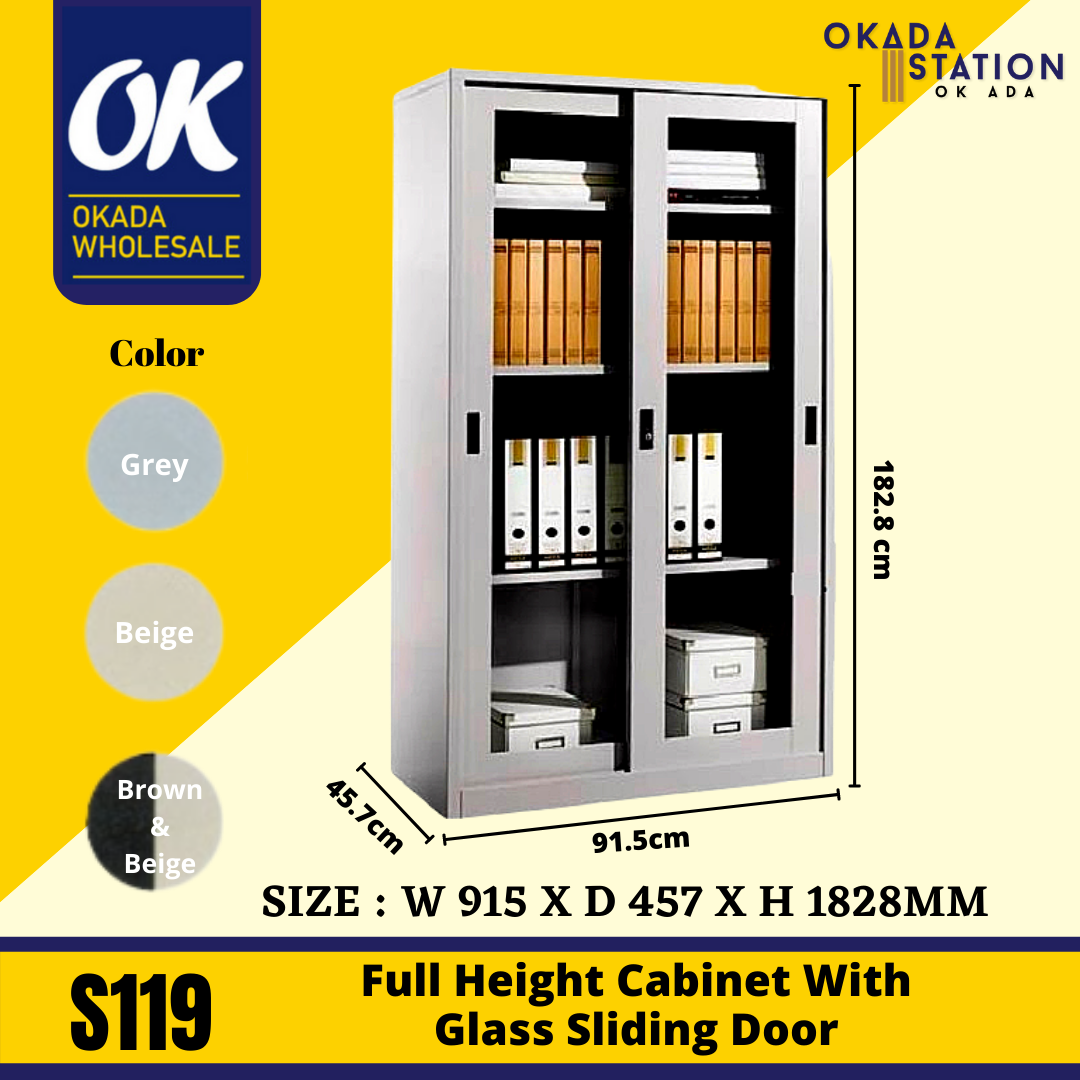 Full Height Metal Cupboard With Glass Sliding Door S119 Full Height Cupboard With Glass Sliding Door (With 3 Adjustable Shelves )/ Full S119 /Metal Cupboard /Full Height Cupboard /Sliding Glass Door / Full Height Cabinet / Metal Cabinet / Cabinet