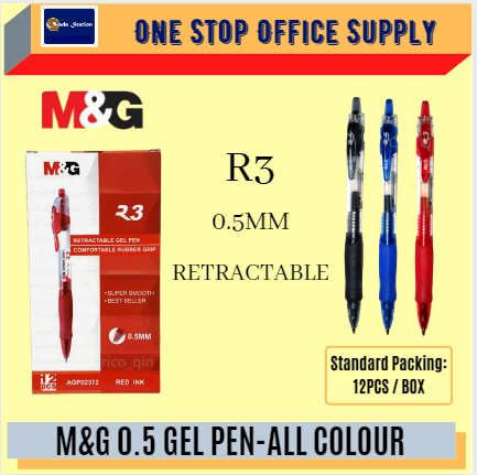 M&G R3 RETRACTABLE GEL PEN 0.5 -ALL COLOUR /M&G /Gel Pen /R3 /Retractable /0.5mm Pen