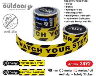 *2492 - Cactus Watch Your Step Safety Sticker for Staircases Road Caution Tape Safety Cactus Anti Slip Tape Black Yellow Tape | Sila Jaga Jarak Sila Jaga Langkah