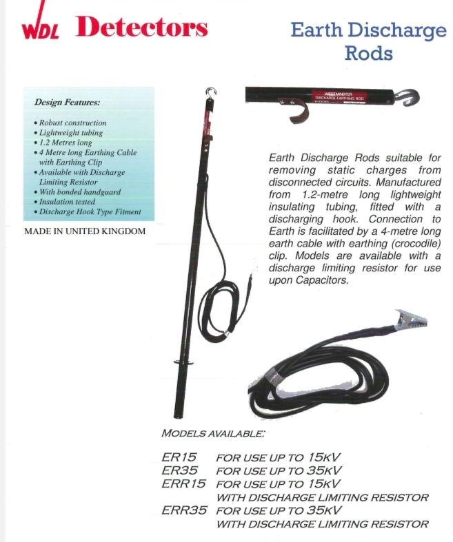 Discharging Rod / Stick for use up to 11 -35 KV - Westminster UK Discharging Rod / Stick for use up to 11- 35 KV - Westminster UK