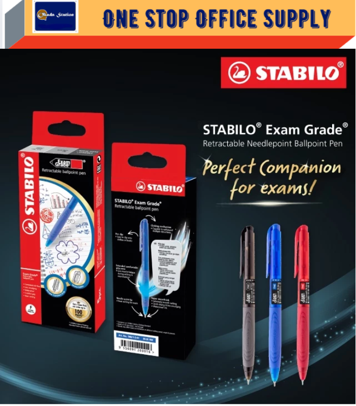 Ballpoint Pen / STABILO / Exam Grade / 388 / Retractable / Blue / Black / Red