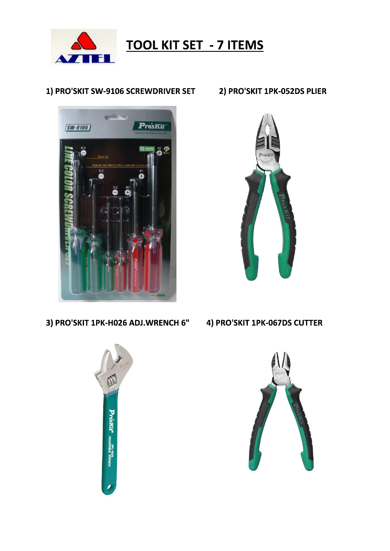 Tool set kit - 7 items