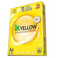 A4 80GMS IK YELLOW / 500'SHEETS / INDAH KEAT / KERTAS PHOTOSTAT / PHOTOSTAT PAPER