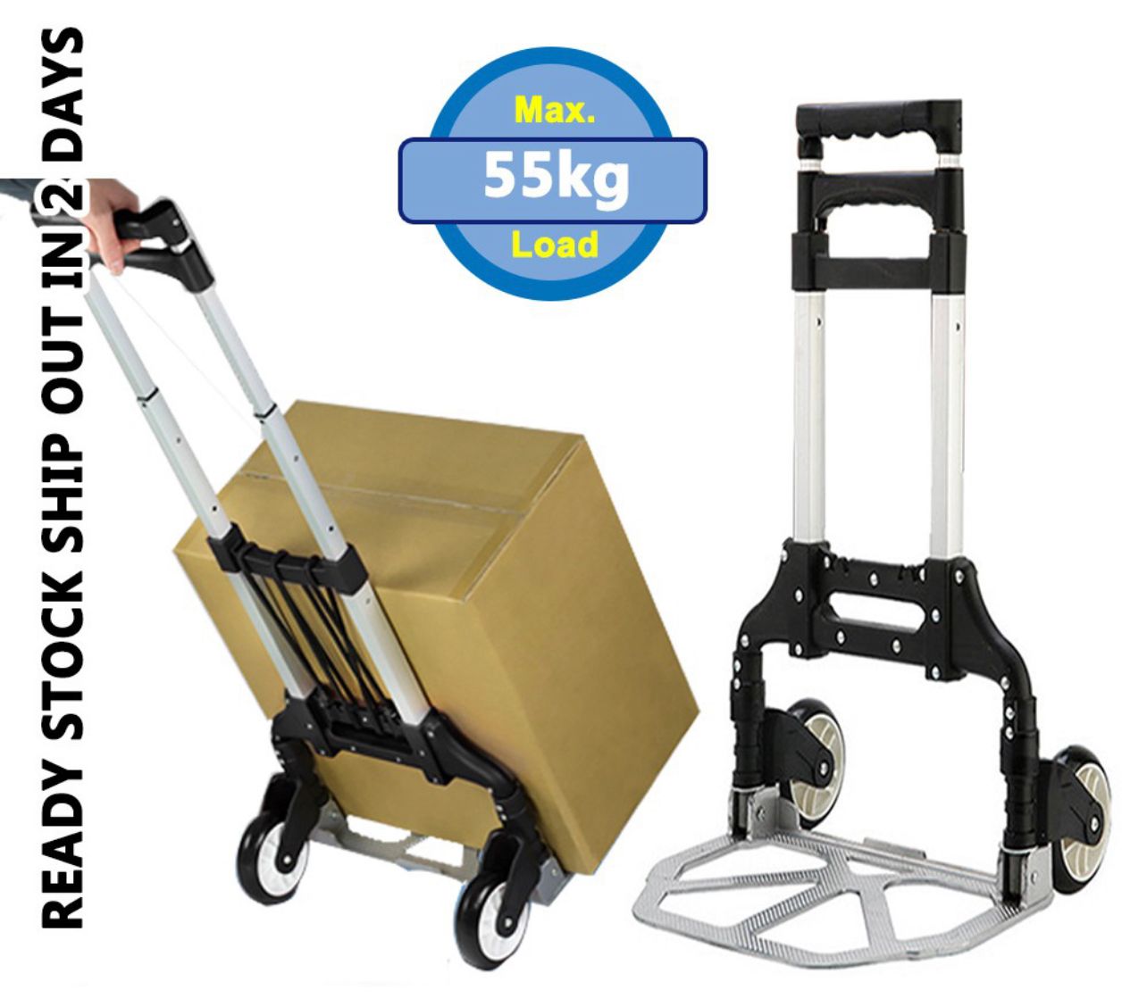 Encora Hand Truck Steel Trolley with Two Wheels and Telescoping Handle
