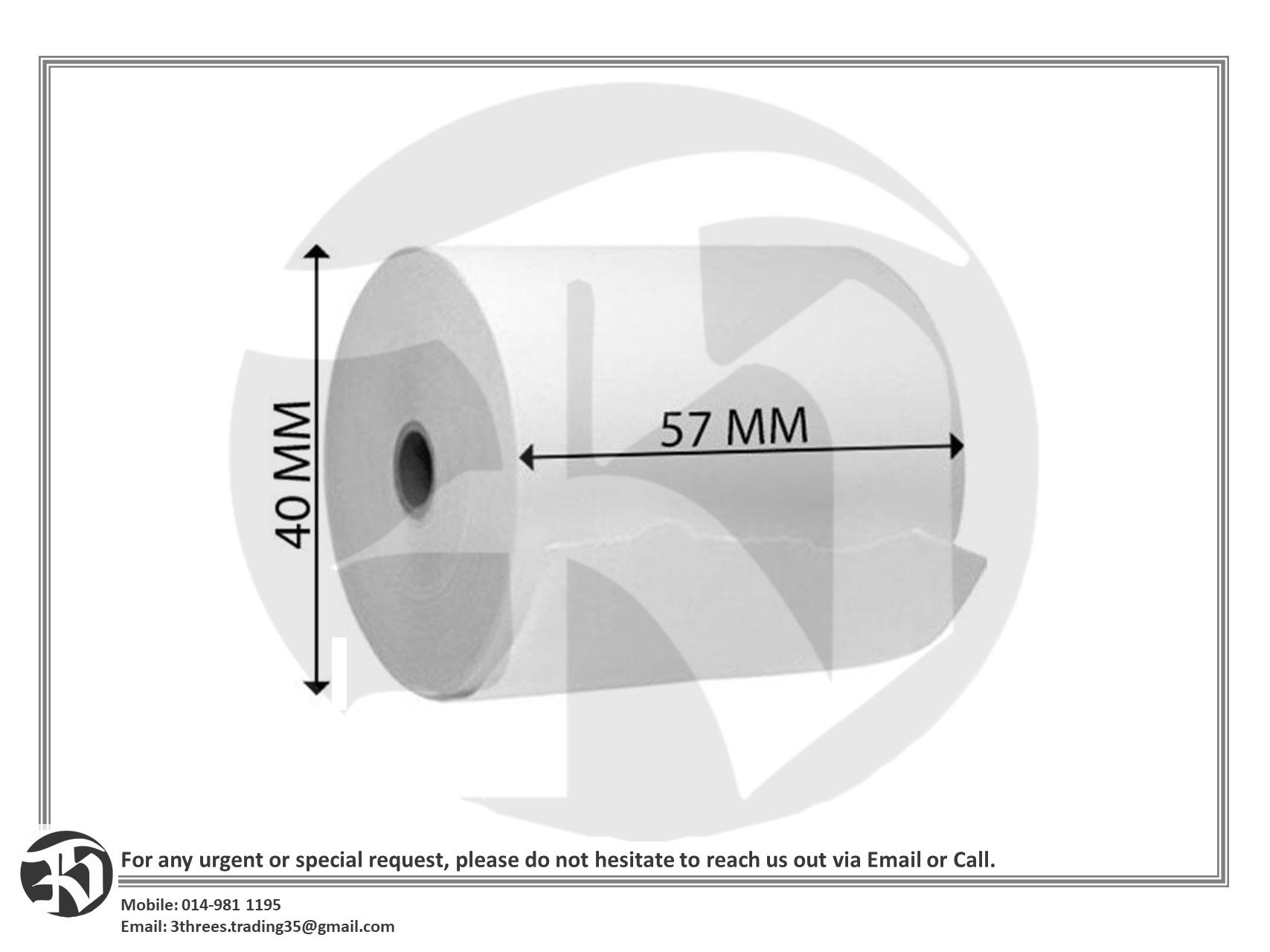 Credit Card Thermal Receipt Paper Rolls 57mm x 40mm (10 Rolls)