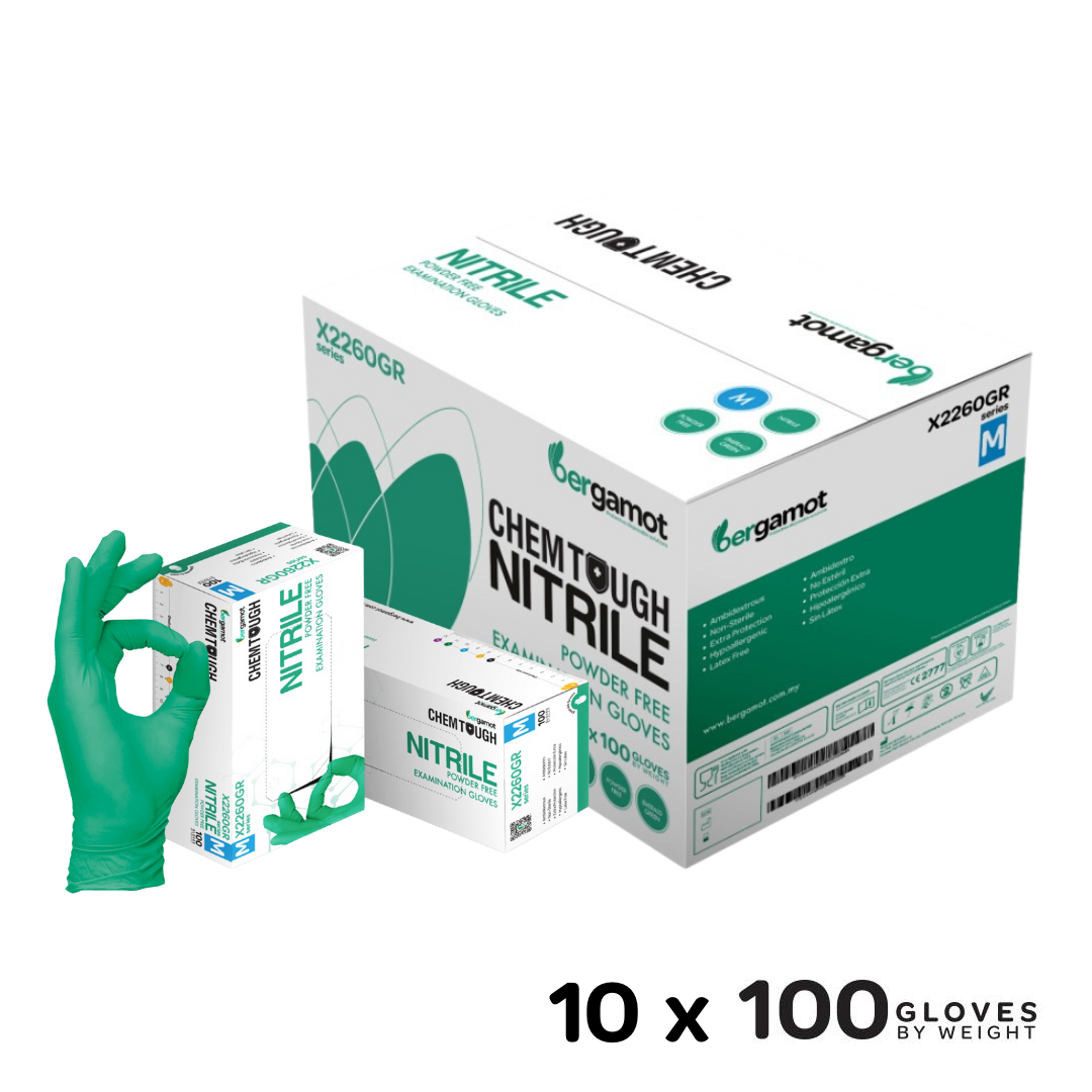 BERGAMOT X2260GR ChemTough Nitrile Powder Free Gloves [10 Box/Carton]