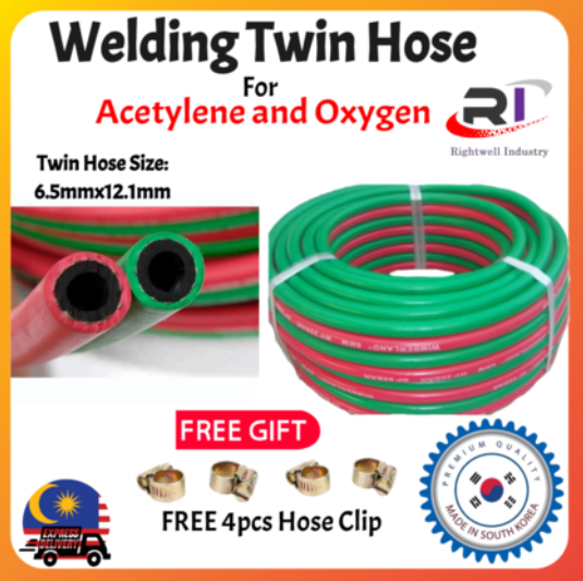 RIGHTWELL WELDING TWIN HOSE FOR OXYGEN AND ACETYLENE GAS HOSE 6.5MMX12.1MM - 1 METER