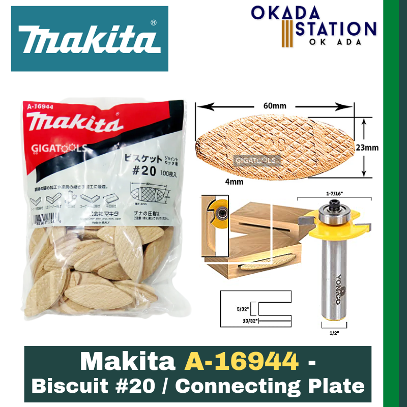 Makita A-16944 - Biscuit #20 - 100pcs/pack / Biscuit Joiners / Connecting Plate / No.20 / Intermediate Accessories