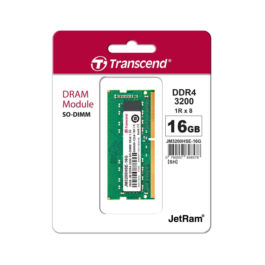 Transcend JetRam DDR4 3200MHz Notebook Memory RAM 16GB