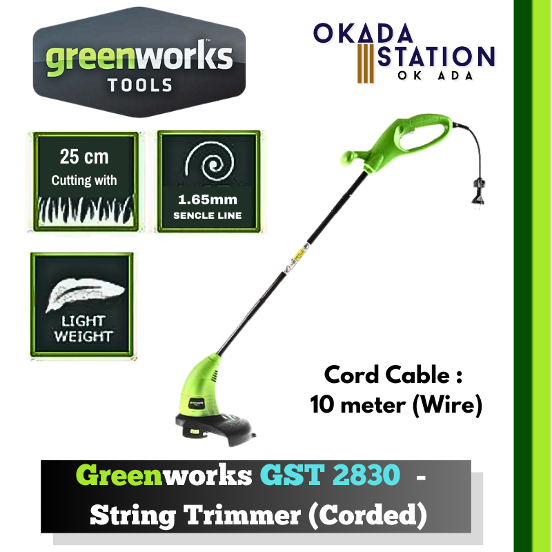 Greenworks GST 2830 - String Trimmer (Corded) / Corded String Trimmer / Trimmer / Grass Trimmer / Grass Cutting Tool / Gardening Tool / Corded Power Tool