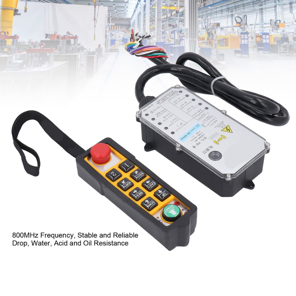 Industrial Remote Control Kit 6 Direction Buttons DC24V Electric Lift Transmitter Receiver for Crane Conveyor