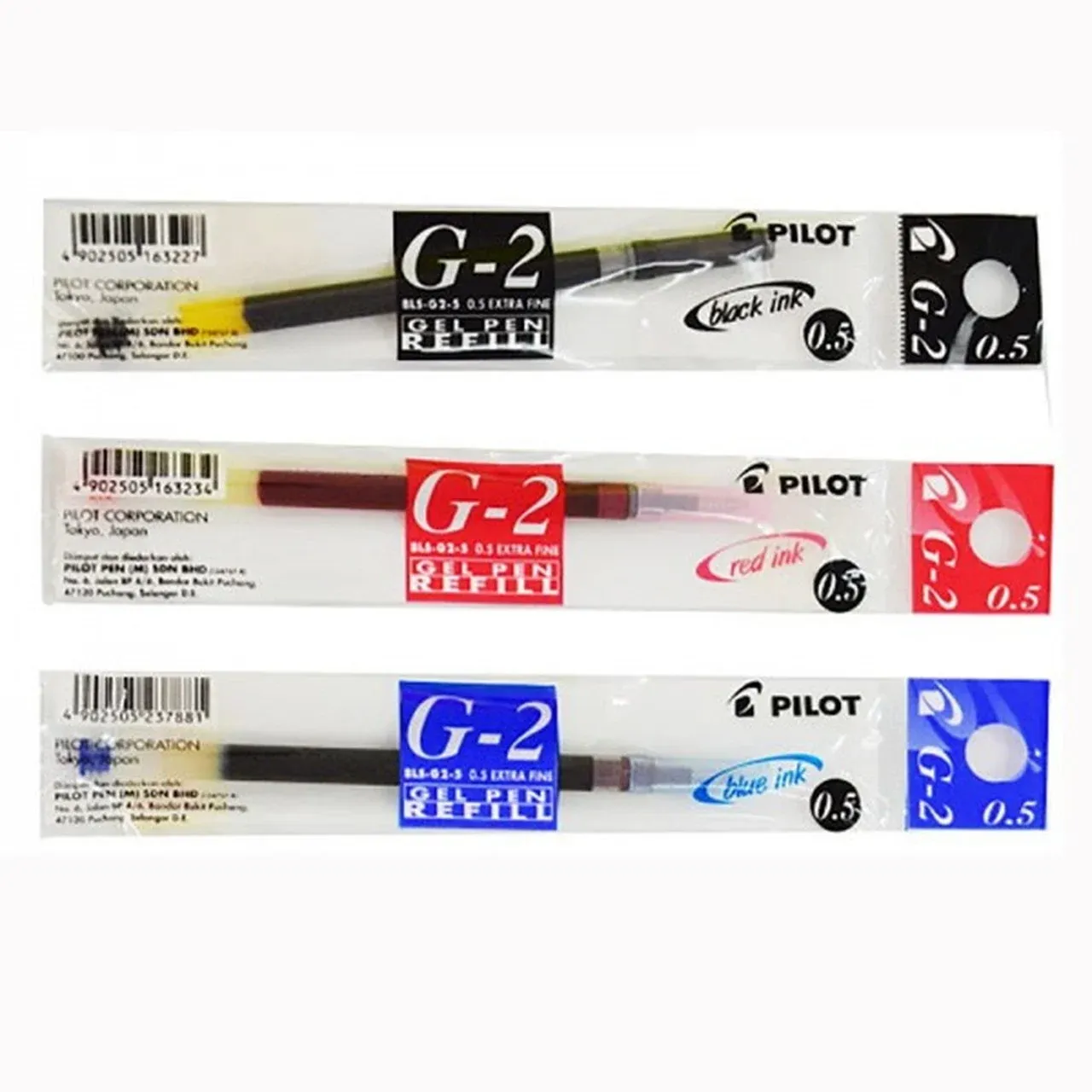 Pilot G2 Gel Pen 0.5 Refill - red/blue/black