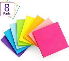 8 Pads 800 Sheets Sticky Notes 3x3 Self-Stick Notes 8 Bright Multi Colors Purple Sticky Notes, 100 Sheet/Pad