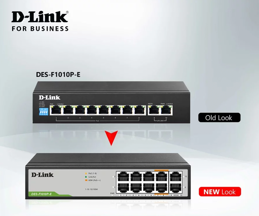 D-Link 250M Distance 10 Port PoE Switch with 8 PoE & 2 Uplink Ports for CCTV Camera/AP (Power Budget 93W) DES-F1010P-E