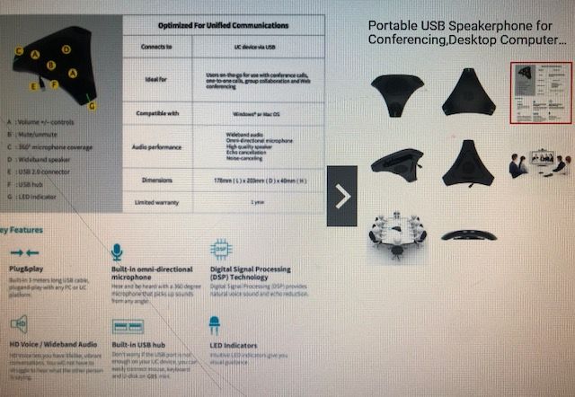 Portable USB Speakerphone for Conferencing