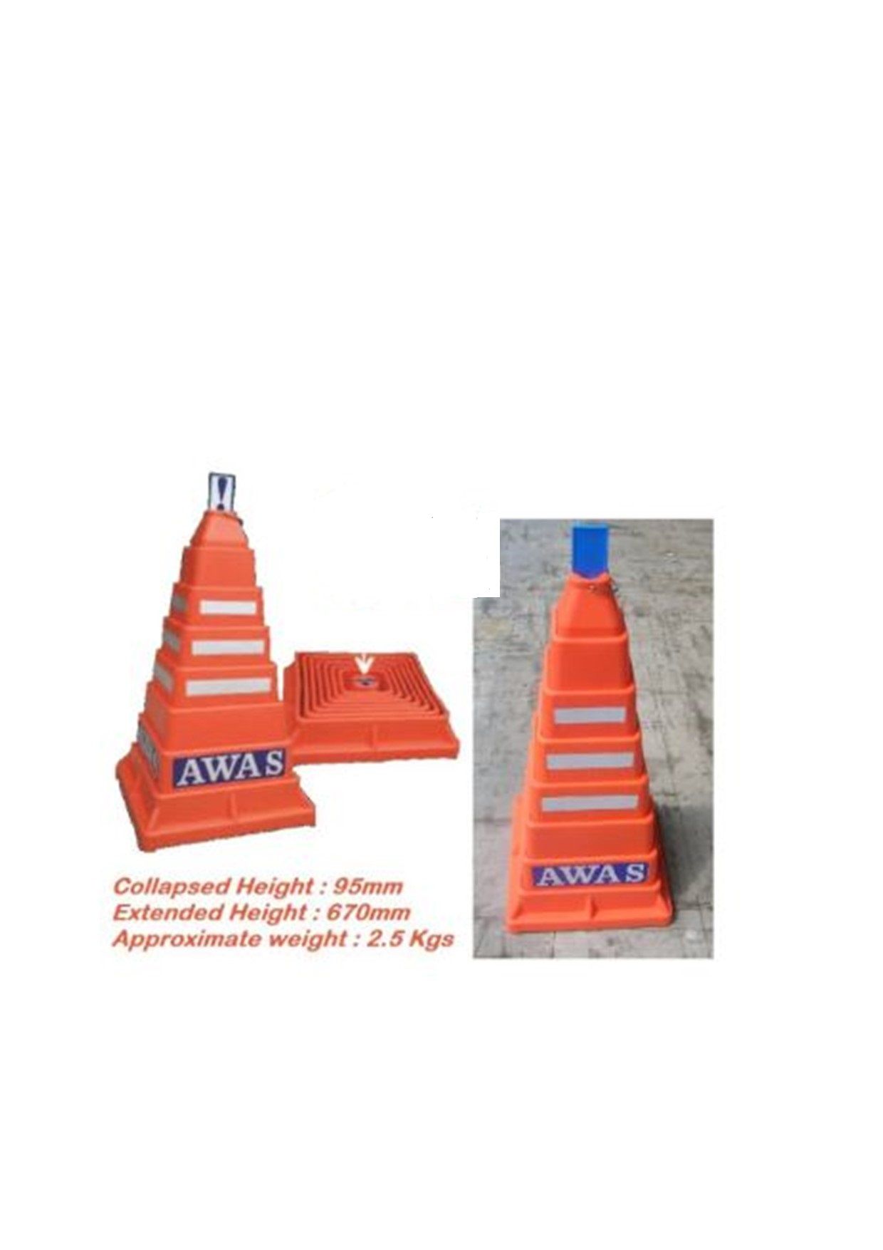 AWAS Collapsible Safety Active Square Cone AM-SC02