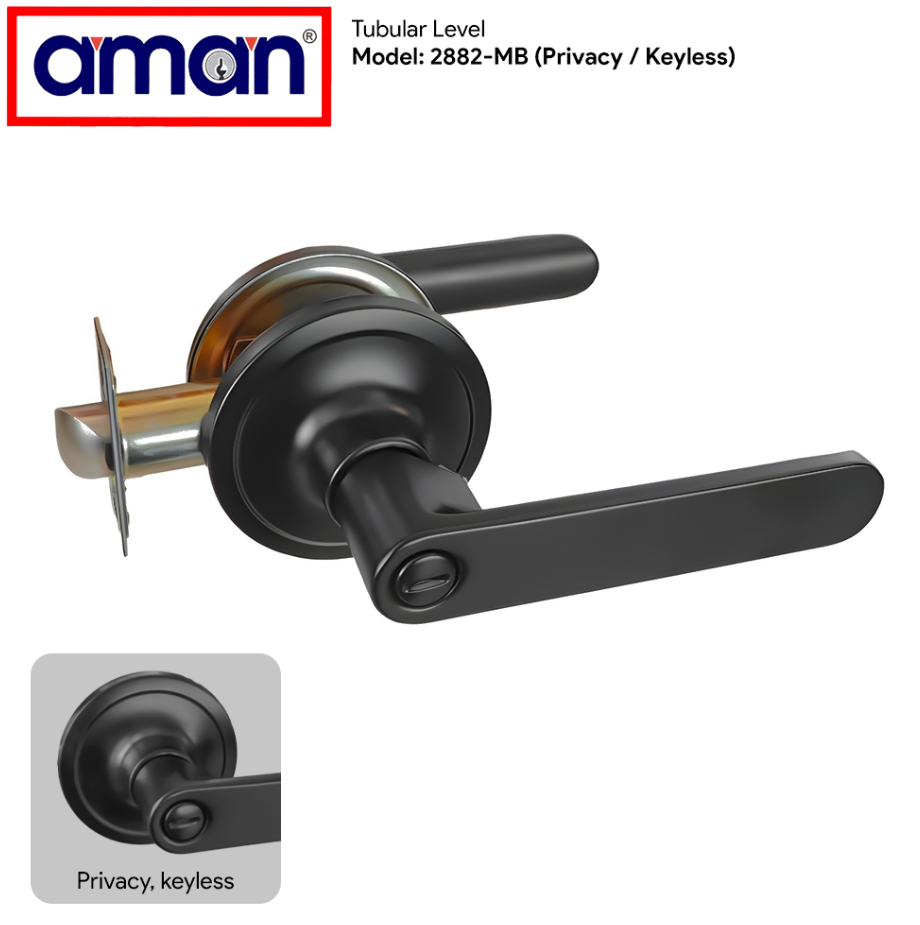 AMAN DOOR LOCK TUBULAR LEVER (2882-MB) PRIVACY, NO KEY