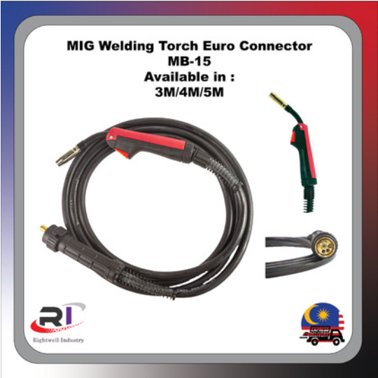 RIGHTWELL MIG WELDING TORCH (EURO CONNECTOR) MB-15