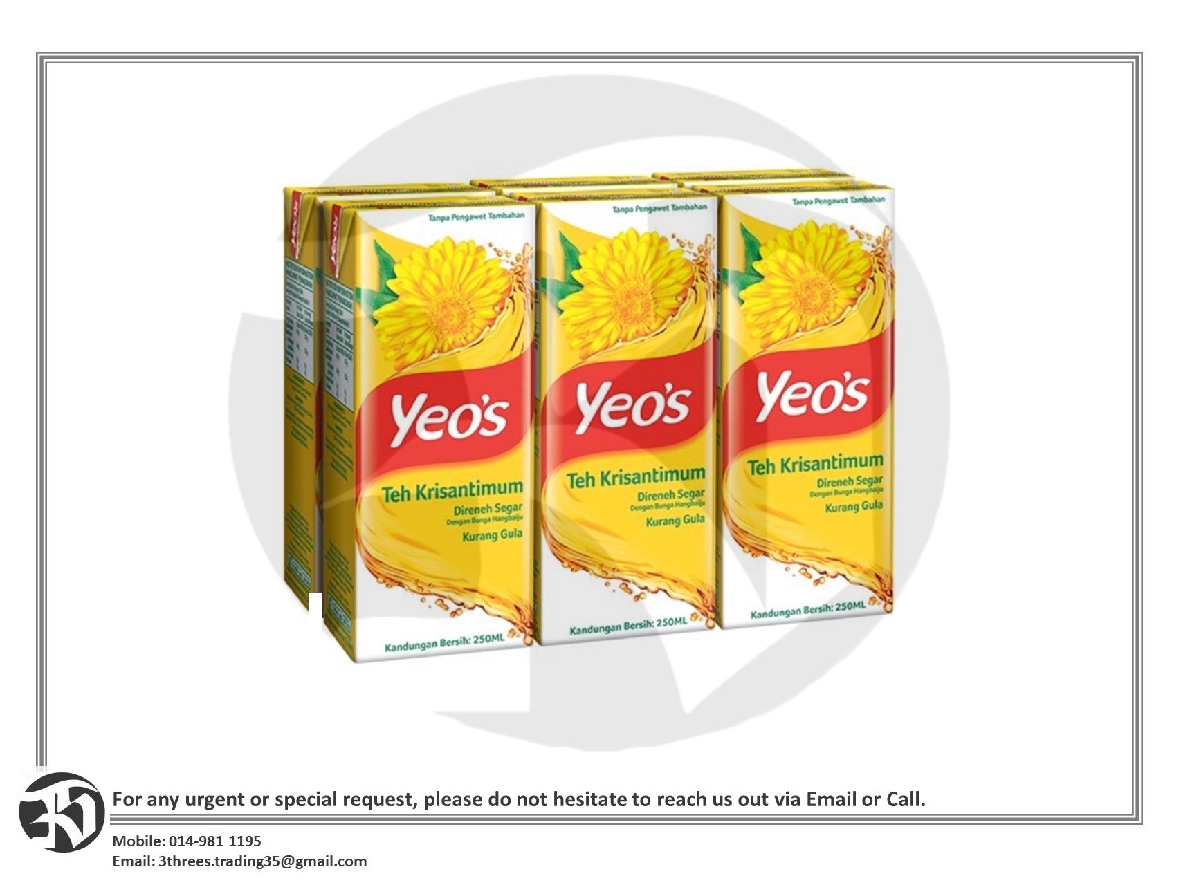Yeo's Chrysanthemum Tea/Teh Bunga (6 x 250ml)