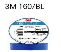 3M 160/BL, 3M鈩�TEMFLEX鈩�VINYL ELECTRICAL TAPE 160, BLUE, 18MM X 10M. 100 ROLLS/CASE.