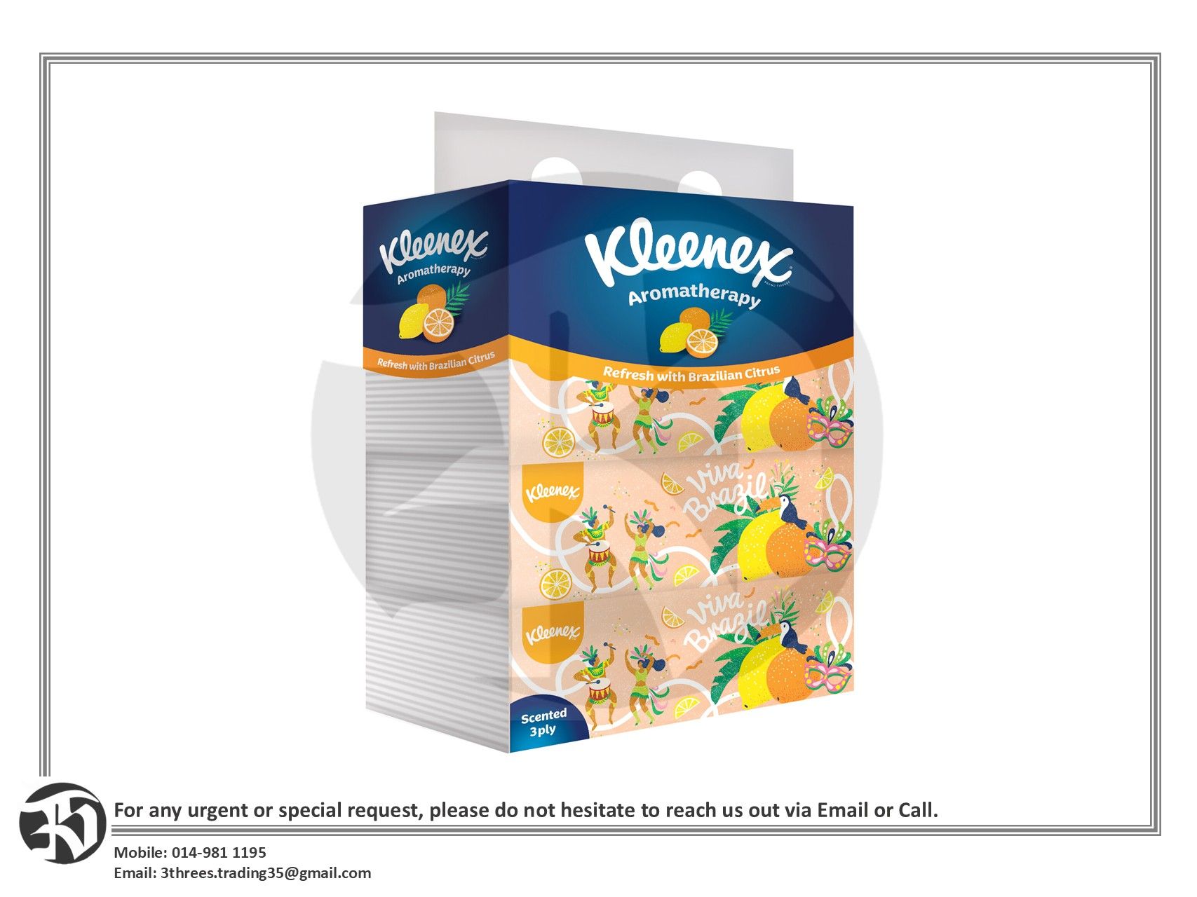 Kleenex Facial Tissue Softpack 3ply 90s x 4 Packs)