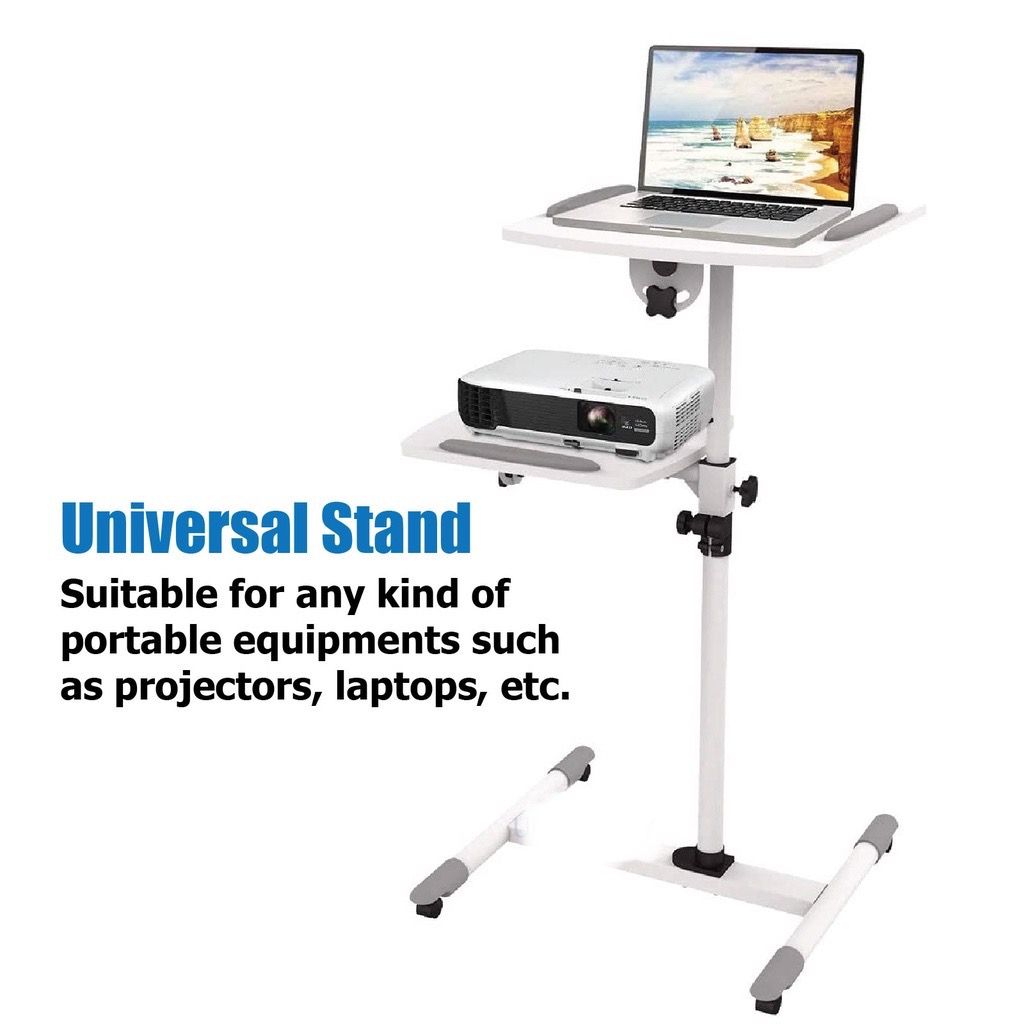 Projector Laptop Stand 2-tier platform Multi-purpose Mobile Trolley Cart Floor Stand lockable swivel wheel