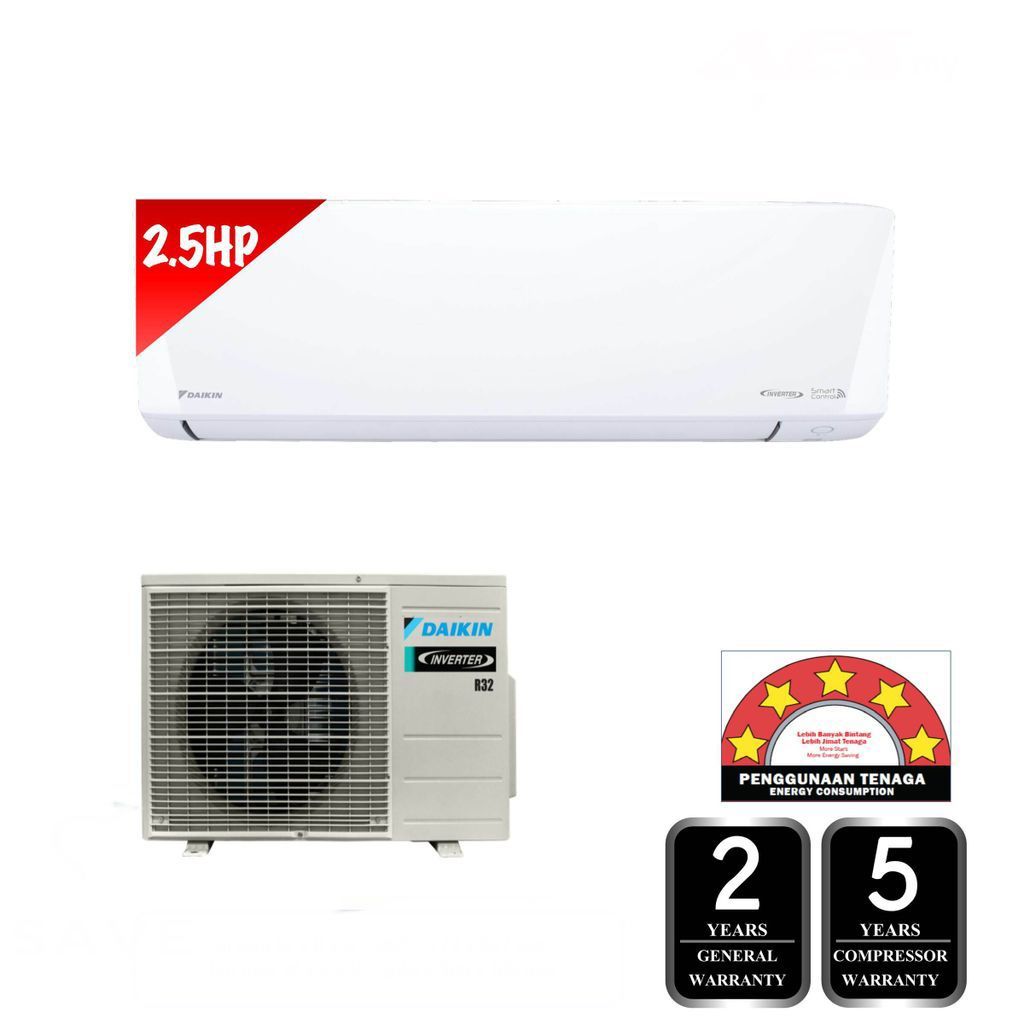 DAIKIN 2.5HP INVERTER WALL MOUNTED R32 AIRCOND With Installation