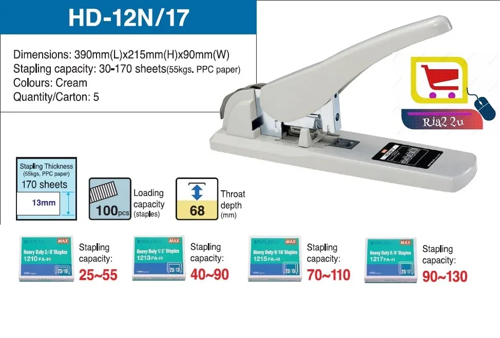 Max Heavy Duty Stapler HD-12N/17 MAX STAPLER / HD-12N/17 / STAPLER / MAX STAPLER 12N/17 RTSB